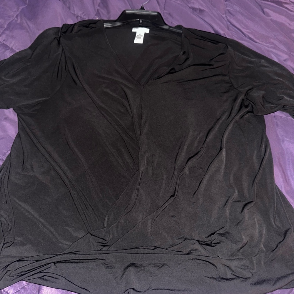Catherines Black V-Neck Blouse